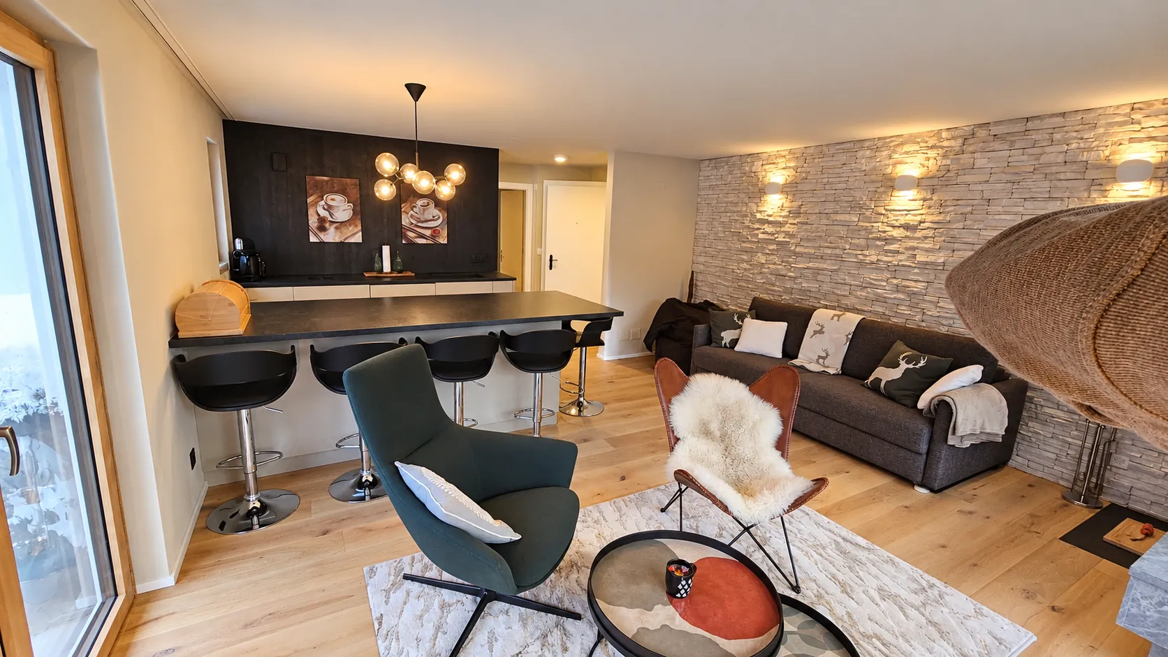 Kitchen with bar stools