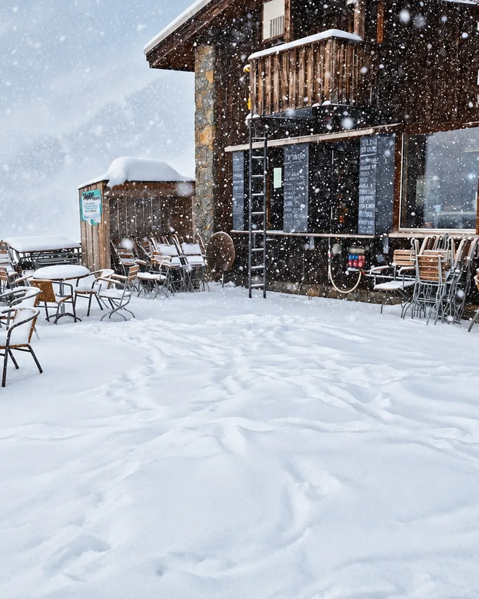 Neuschnee auf der Terrasse