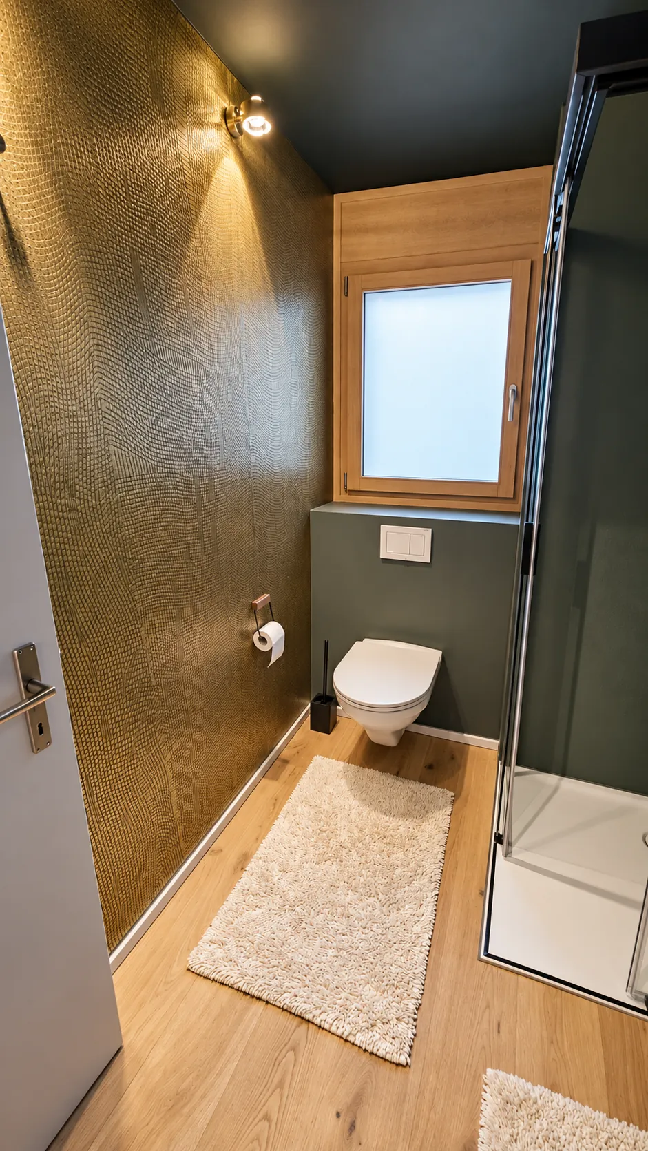 Bathroom detail with golden wall